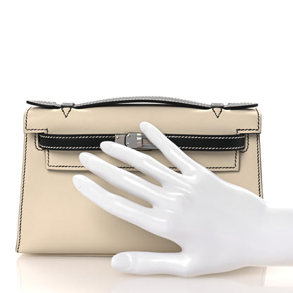 Hermes Swift Horseshoe Kelly Pochette Clutch Craie Black 2 of 12