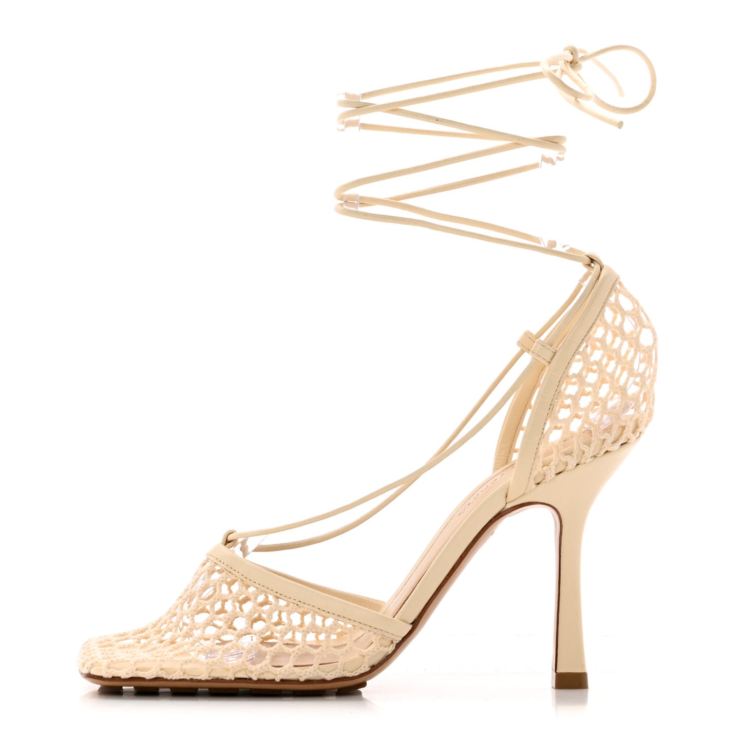 Mesh Nappa Stretch Ankle Tie Sandals 37 Toile