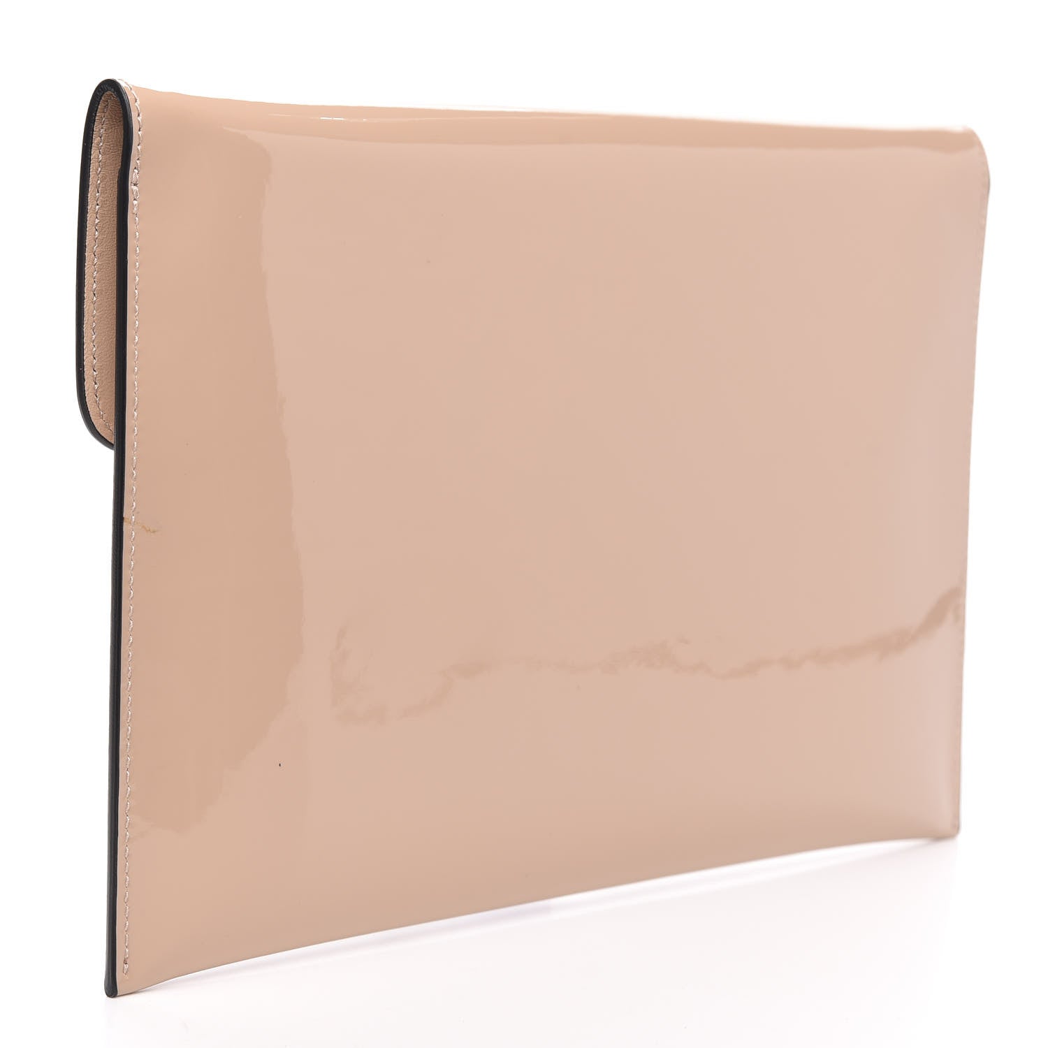 Alexander McQueen Patent Skull Lock Envelope Clutch Nude 3 of 9