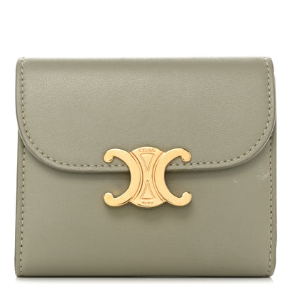 Celine Shiny Calfskin Triomphe Compact Wallet Green Clay 1 of 9