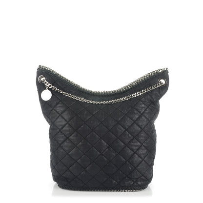 Stella McCartney Quilted Shaggy Deer Large Falabella Bucket Bag Black 1 of 7