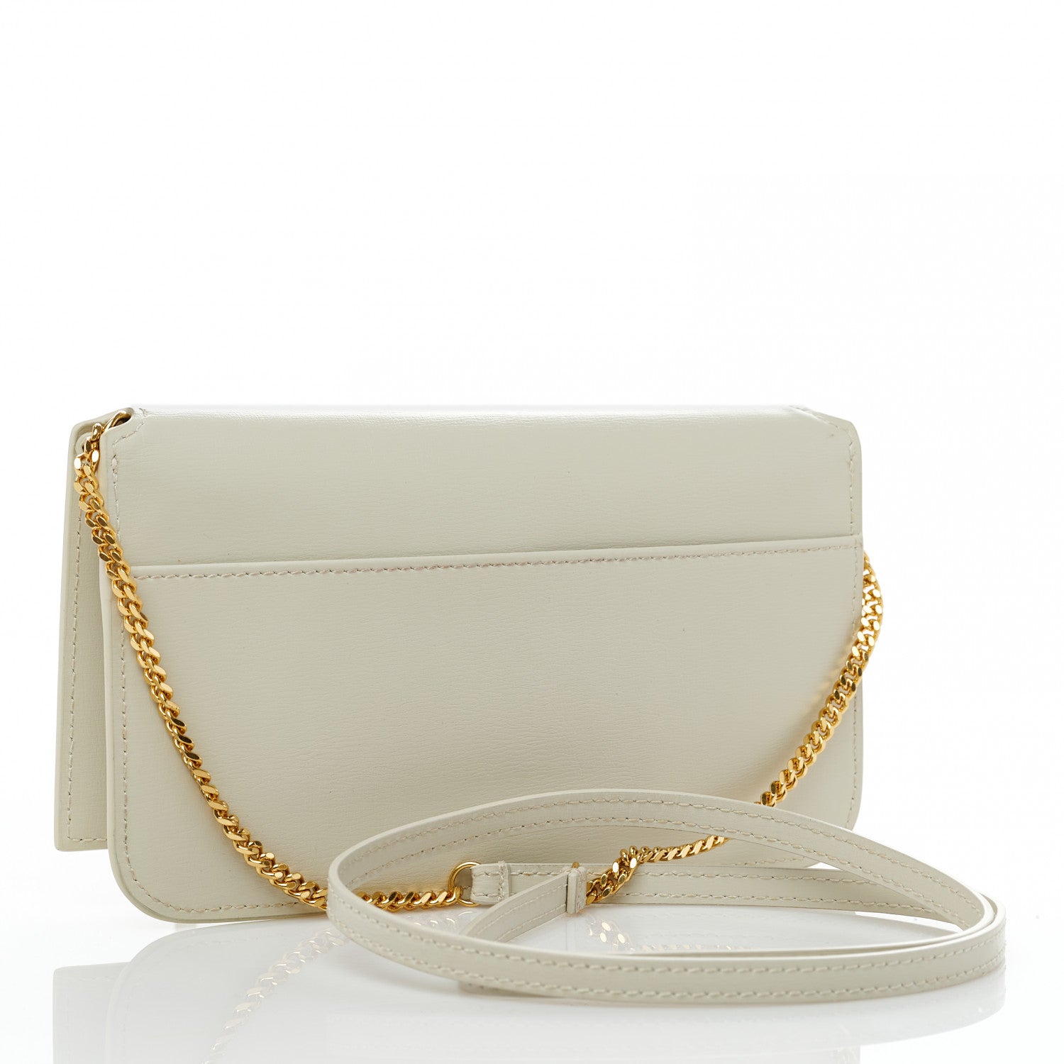 Saint Laurent Smooth Calfskin Monogram Phone Holder Crossbody Crema Soft 2 of 8