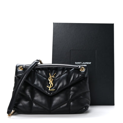 Saint Laurent Lambskin Quilted Small Loulou Puffer Monogram Chain Satchel Black 10 of 10