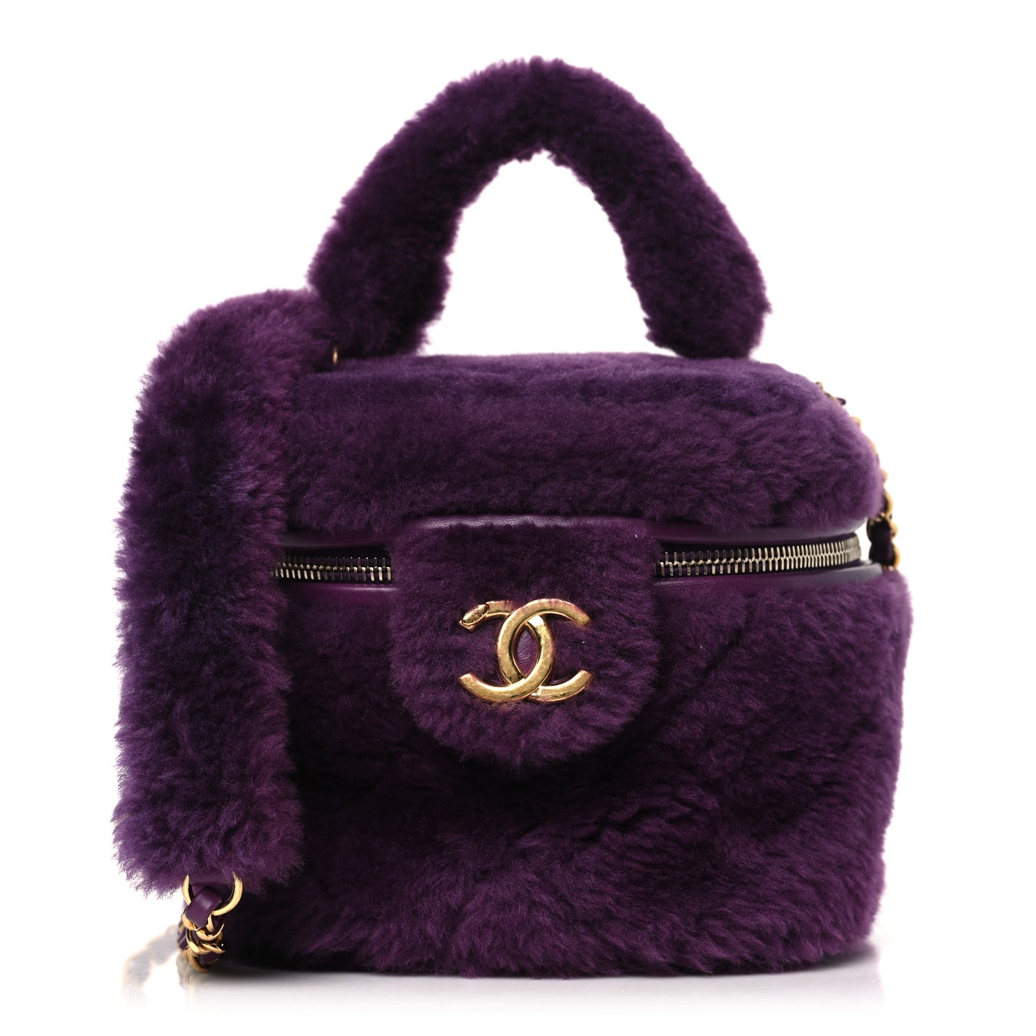 Chanel Shearling Lambskin Quilted Small Vanity Case Purple 1 of 11