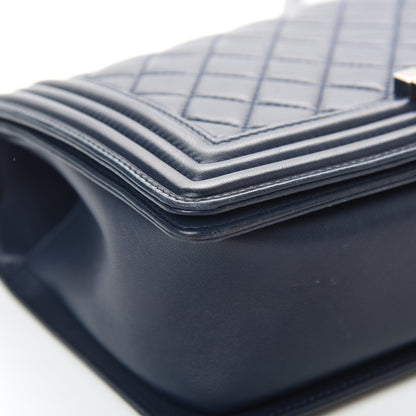 Chanel Lambskin Quilted Medium Boy Flap Dark Navy 9 of 15