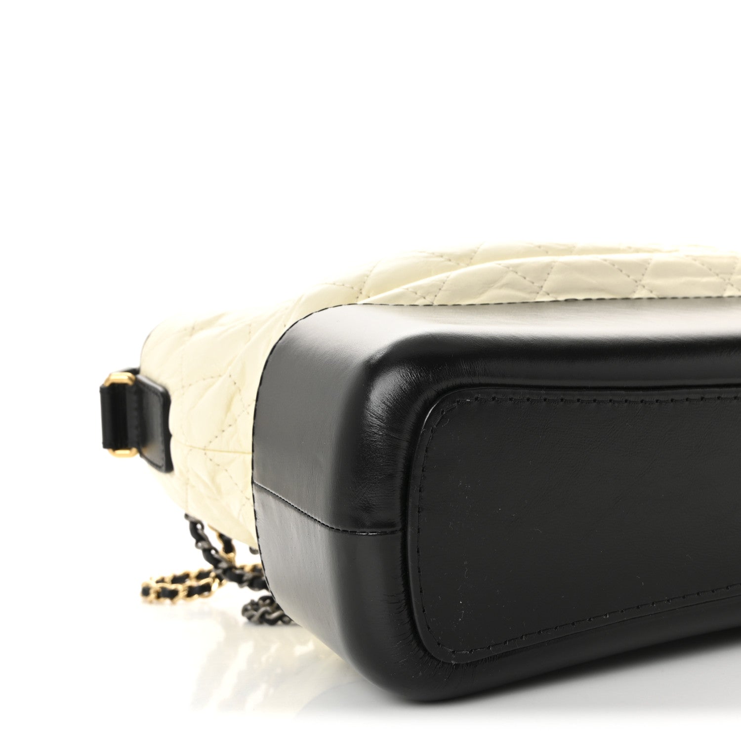 Chanel Aged Calfskin Quilted Medium Gabrielle Hobo Black White 9 of 10