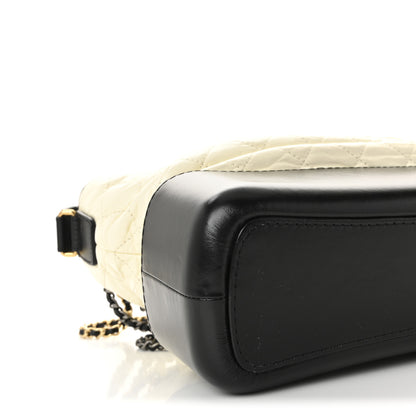 Chanel Aged Calfskin Quilted Medium Gabrielle Hobo Black White 9 of 10
