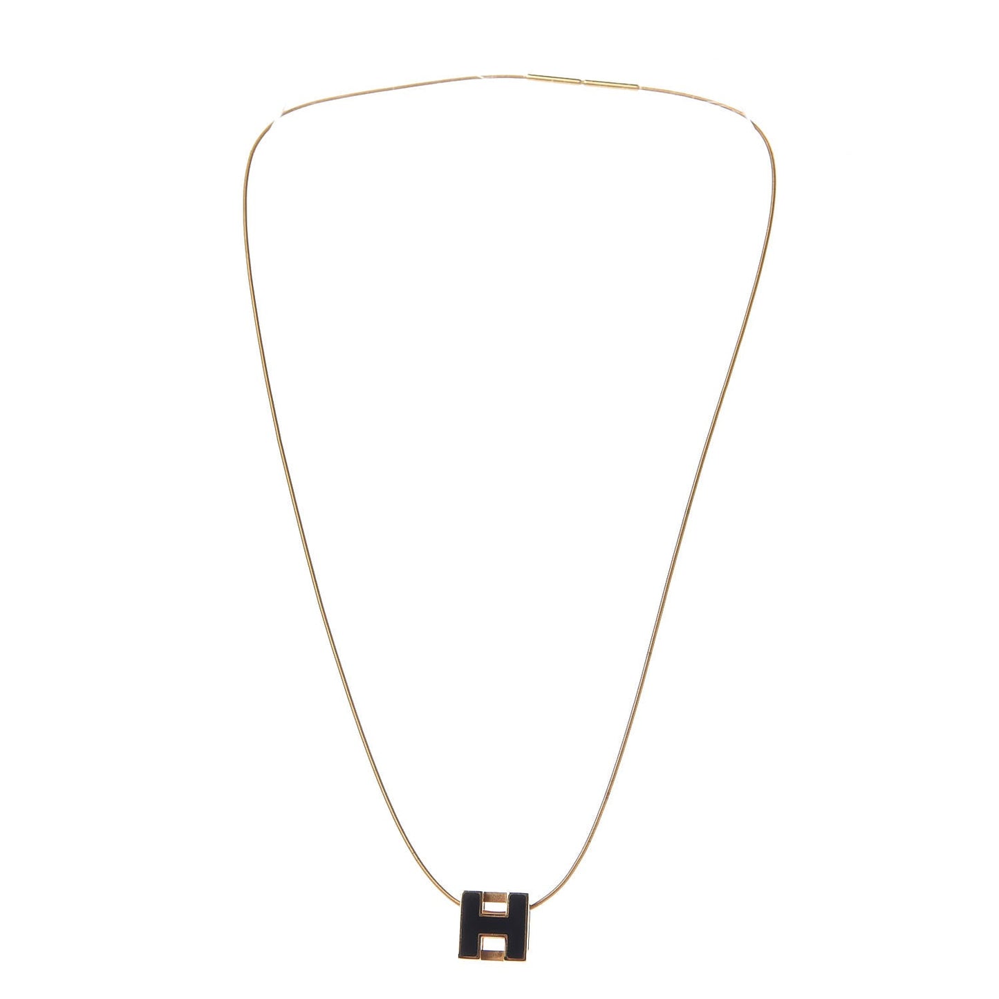 Gold Lacquered Cage d'H Pendant Necklace Black