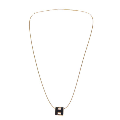 Hermes Gold Lacquered Cage d'H Pendant Necklace Black 3 of 4