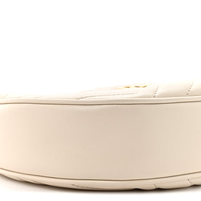 Gucci Calfskin Matelasse Chevron Mini GG Marmont Half Moon Hobo Mystic White 10 of 11