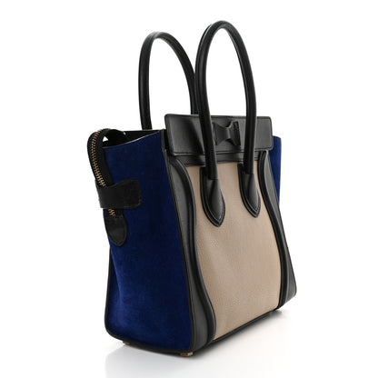 Celine Elephant Calfskin Suede Micro Tri-Color Luggage Sand 3 of 14