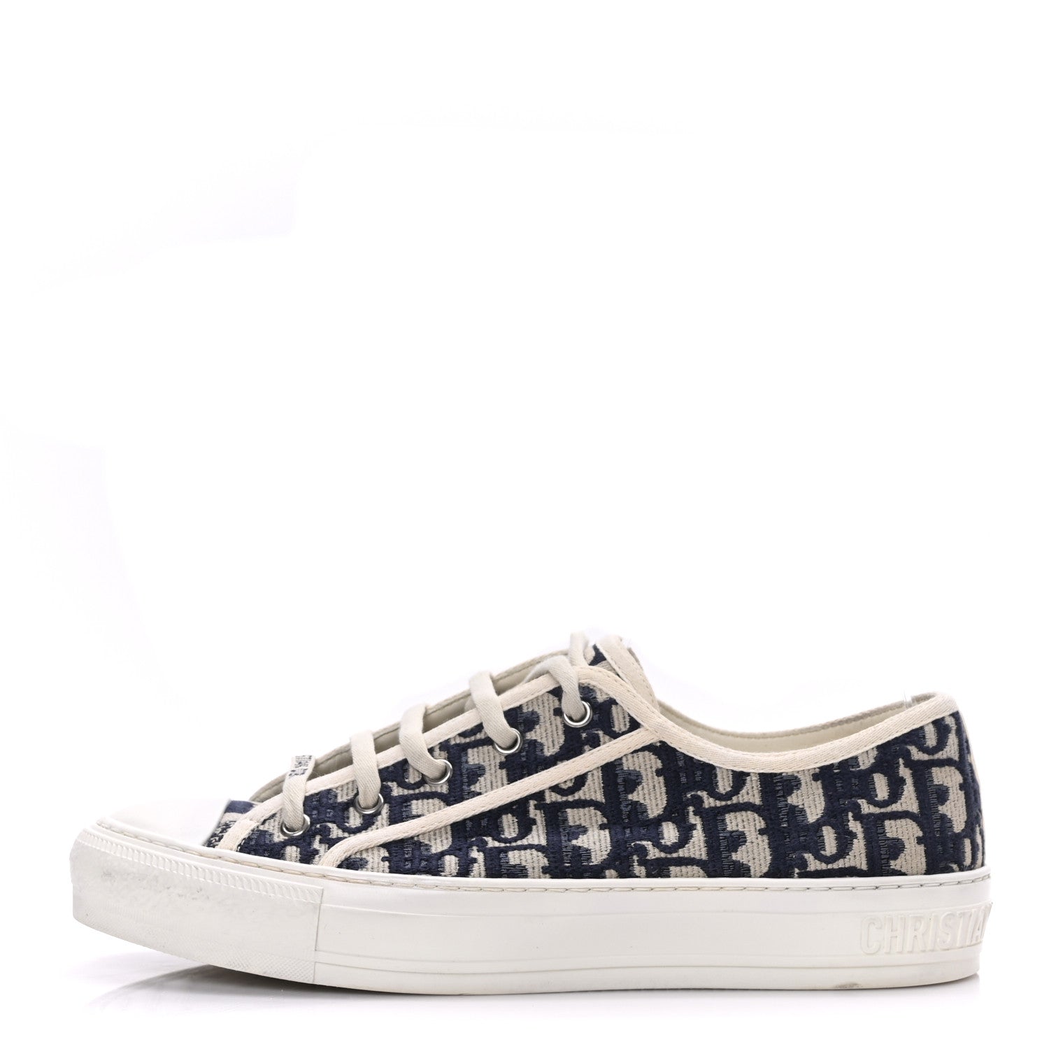 Christian Dior Canvas Oblique Walk'N'Dior Low Top Sneakers 40 Deep Blue 1 of 8