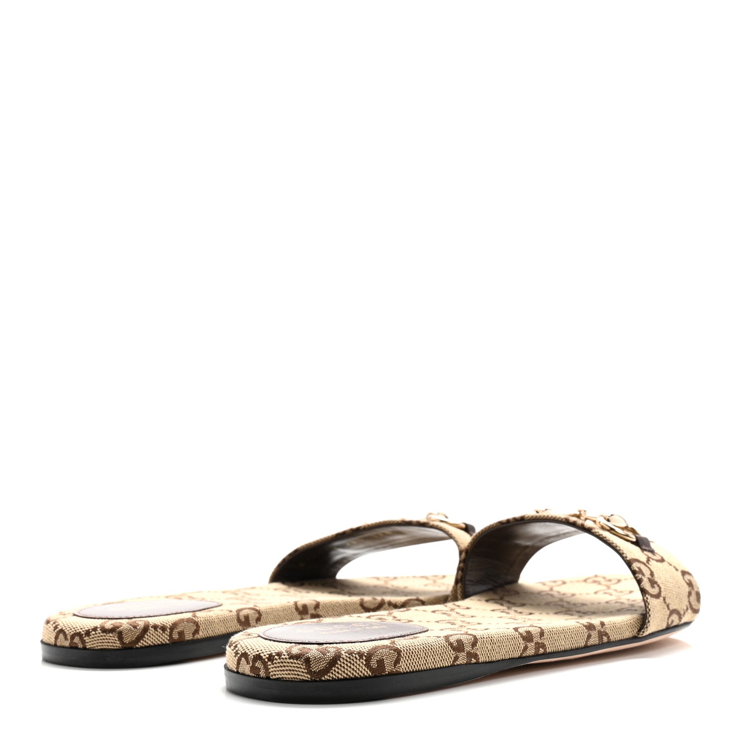 Gucci Monogram Horsebit Slide Sandals 39.5 Camel Ebony 5 of 11