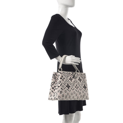 Louis Vuitton Calfskin Graphic Print Capucines MM 2 of 9