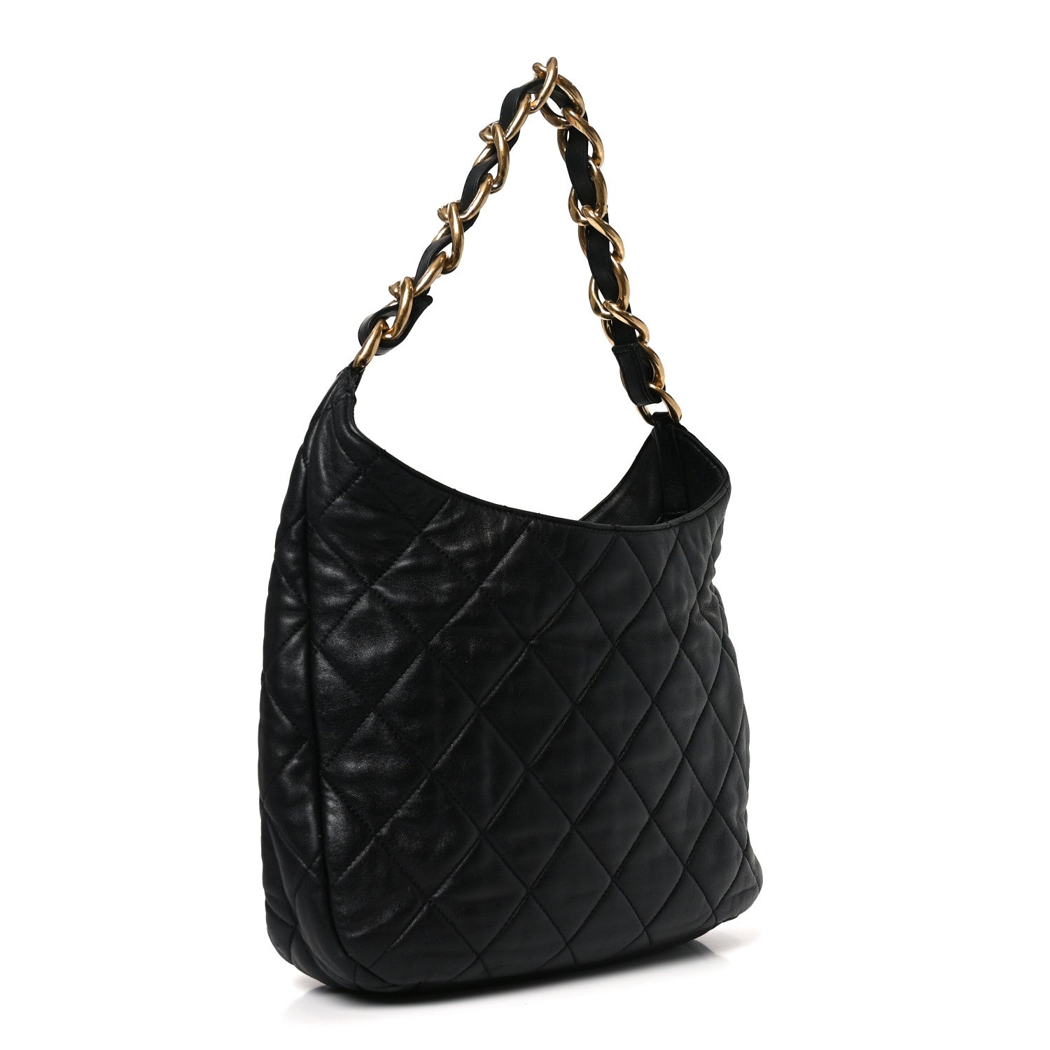 Chanel Lambskin Quilted Large CC Funky Town Hobo Black 1877154