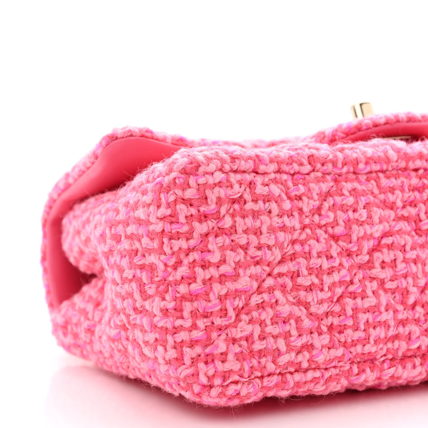 Wool Tweed Quilted Mini Rectangular Flap Dark Pink Fuchsia