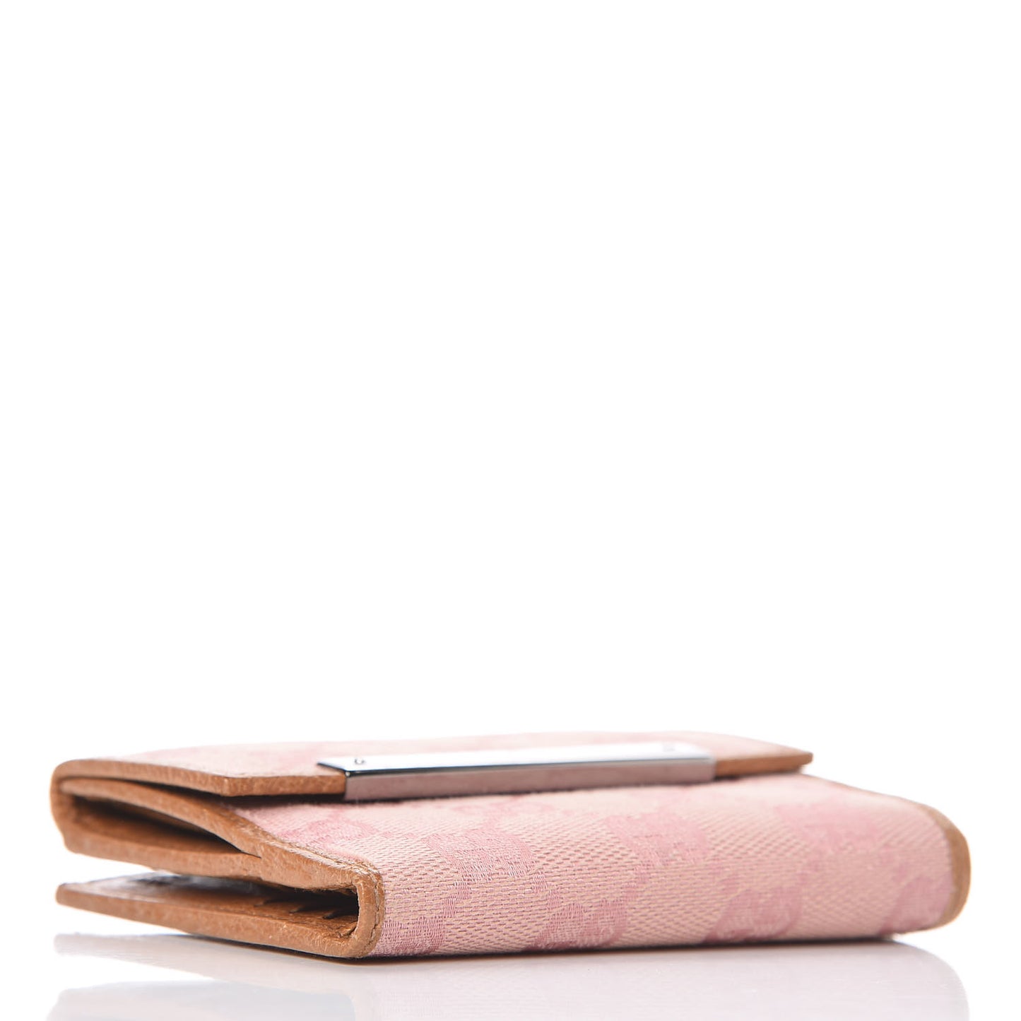 Monogram Metal Bar French Flap Wallet Pink