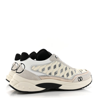 Valentino Garavani Suede Neoprene Mesh Womens Ready Go Runner Sneakers 40.5 Light Ivory Black 5 of 10