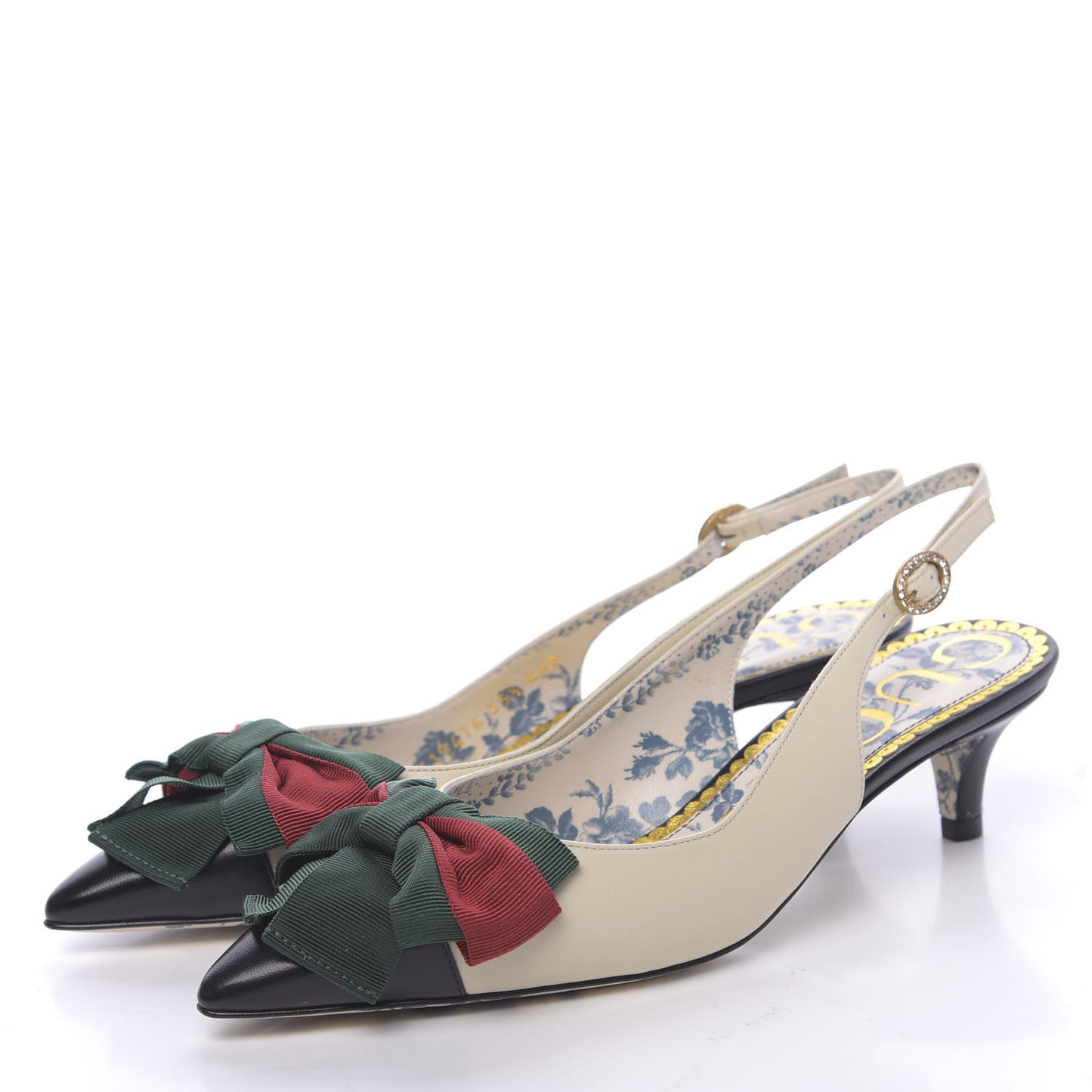 Malaga Kid Web Bow Jane Low Heel Slingback Pumps 35.5 Off White