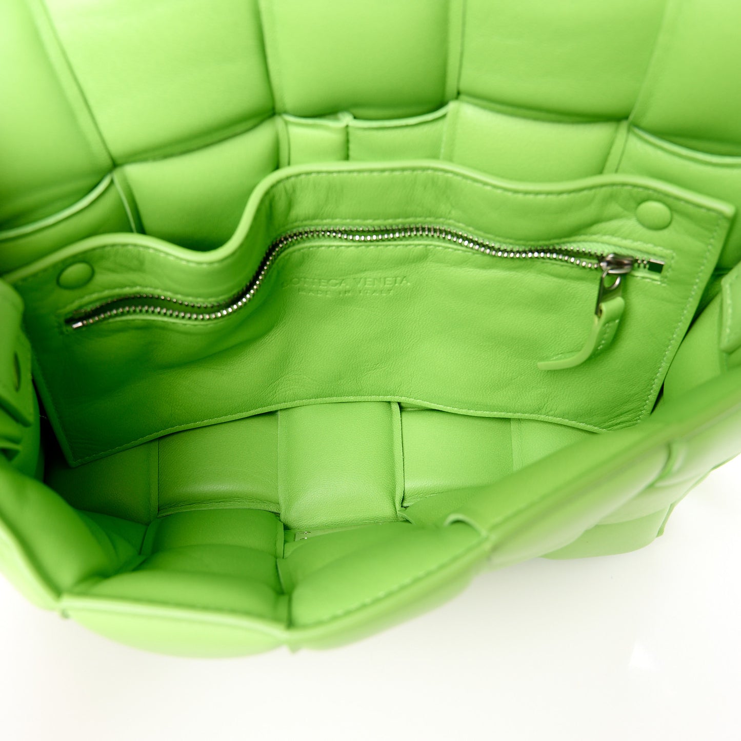 Nappa Maxi Intreccio Padded Cassette Crossbody Bag Acid Green