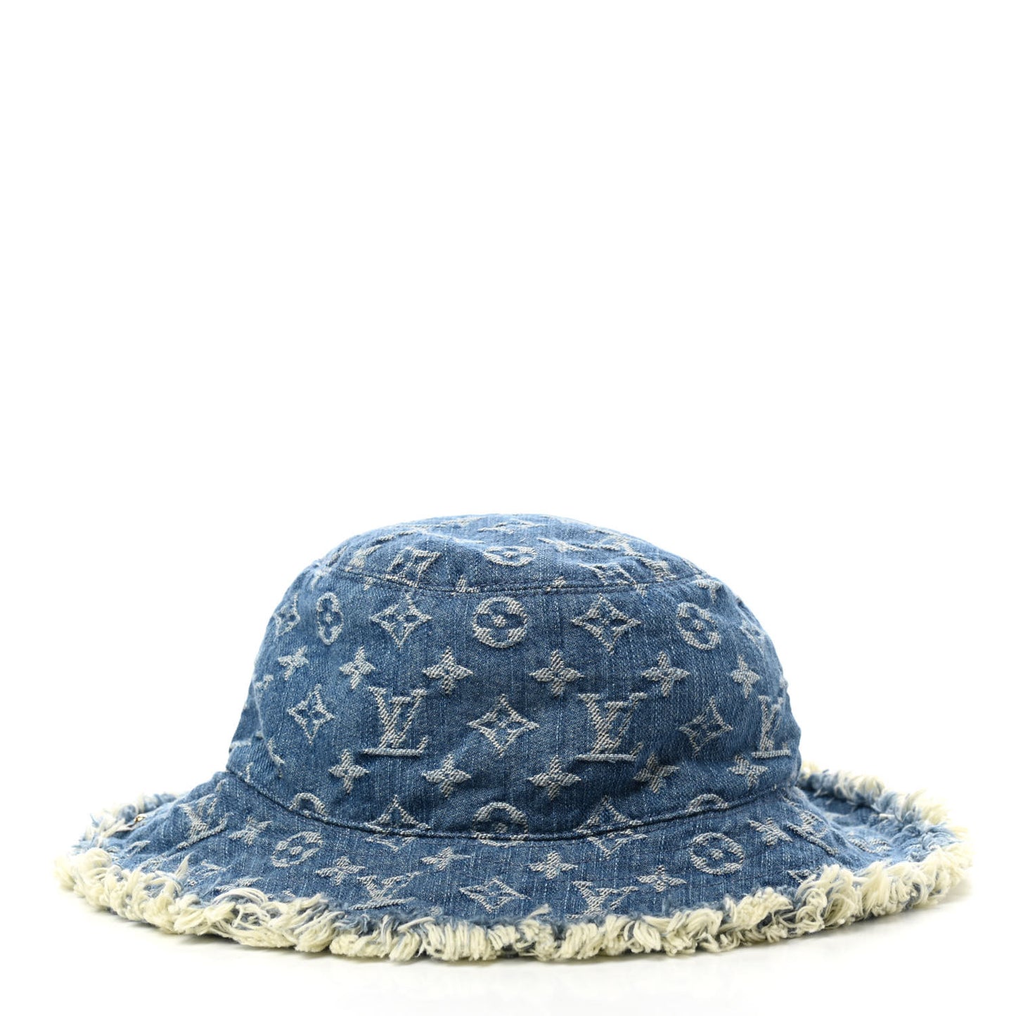 Monogram Denim Fringe Bob Bucket Hat M Blue