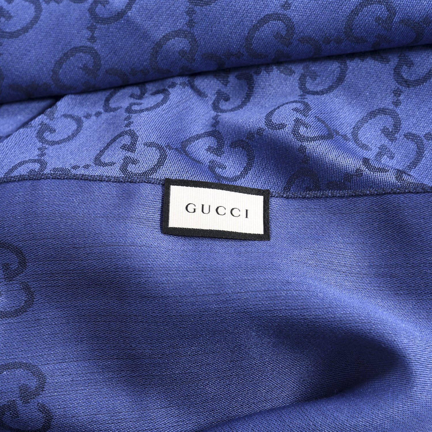 Gucci Wool Silk GG Monogram GGNat Scarf Blue 3 of 4