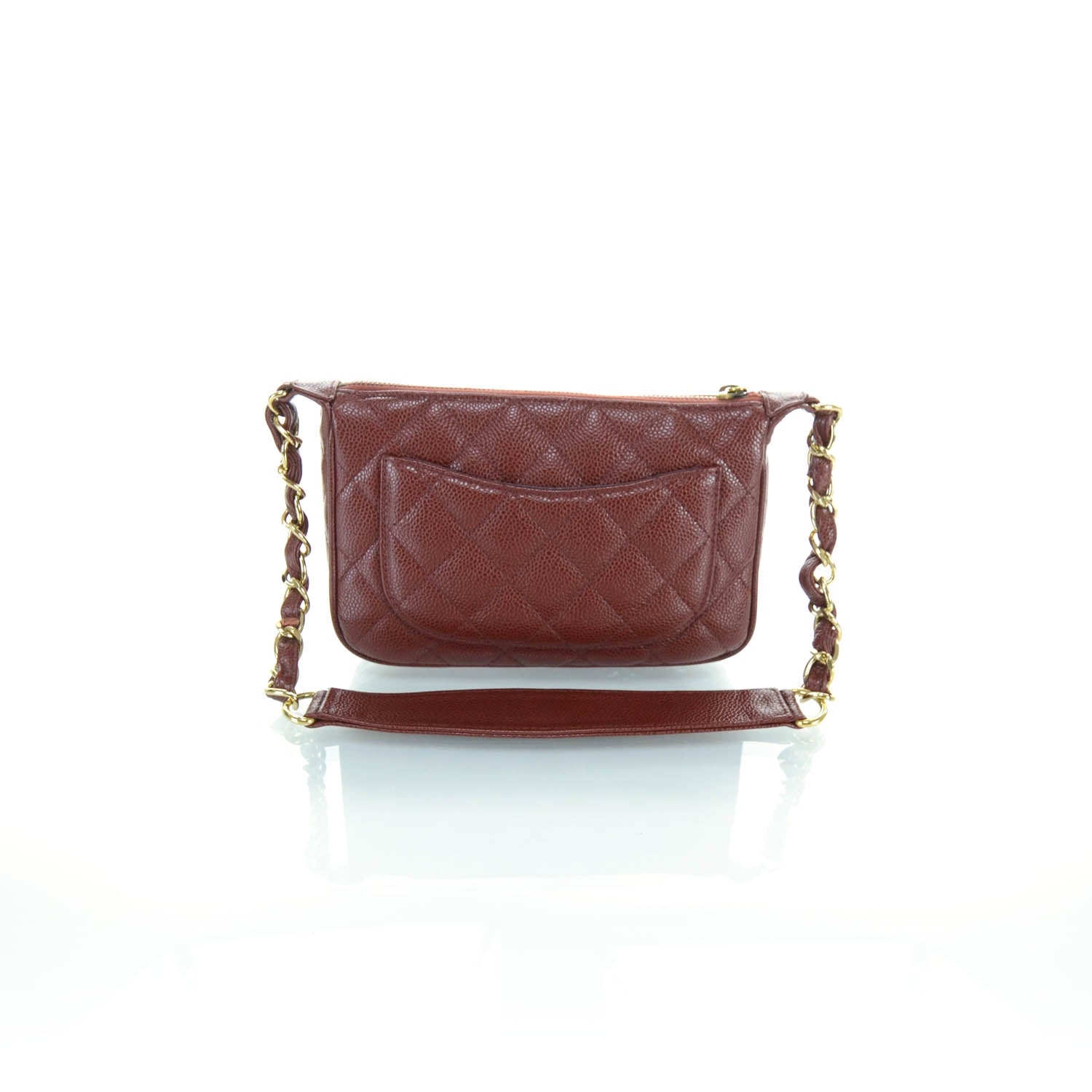 Chanel Caviar Quilted Pochette Dark Red 3 of 10