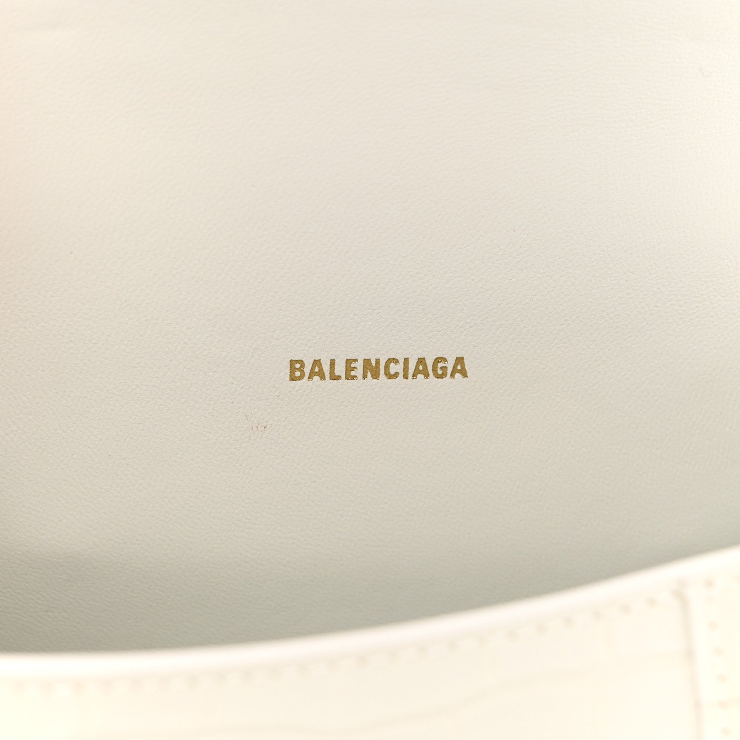 Balenciaga Shiny Calfskin Crocodile Embossed Hourglass Top Handle Bag XS White 6 of 13