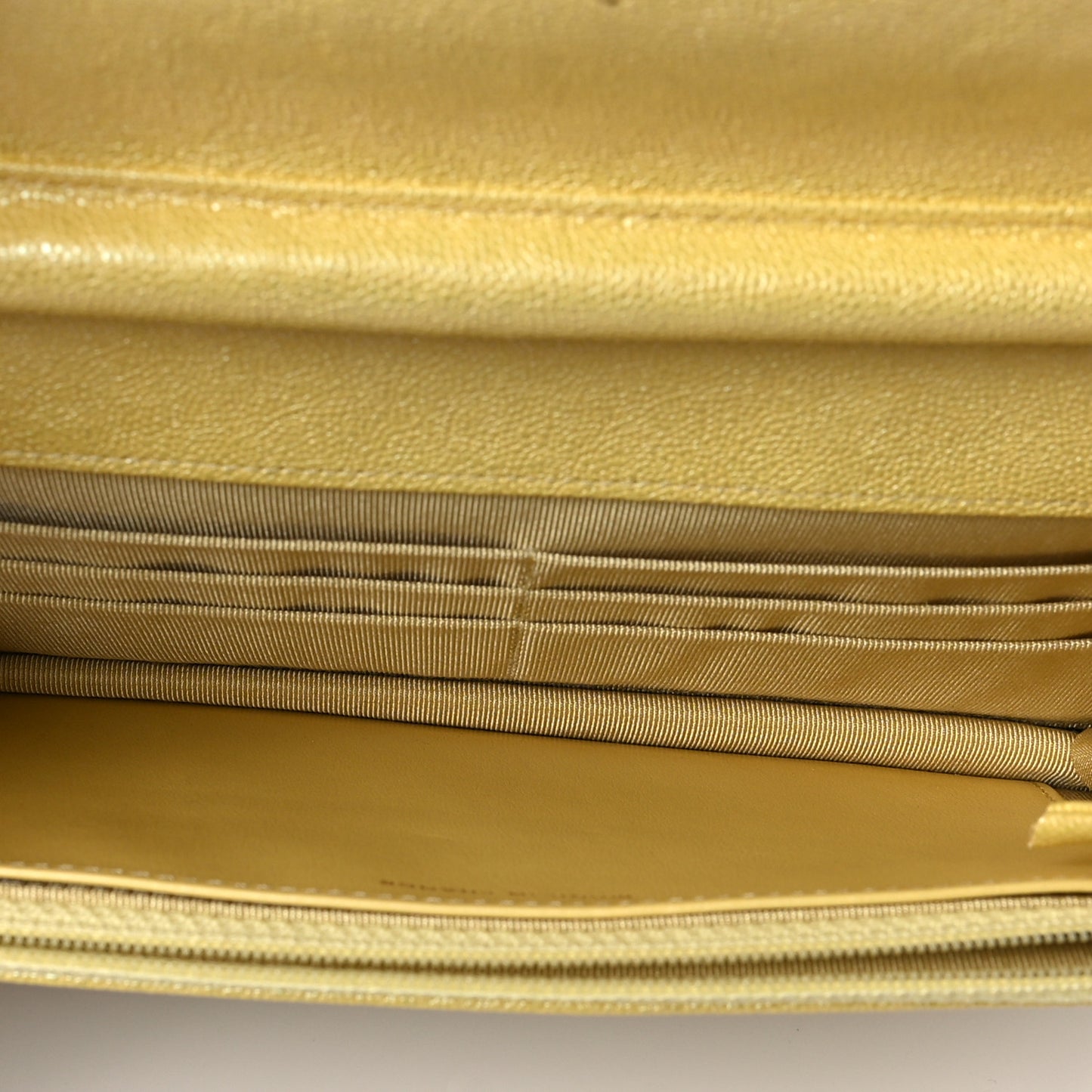 Iridescent Caviar Quilted Wallet on Chain WOC Yellow