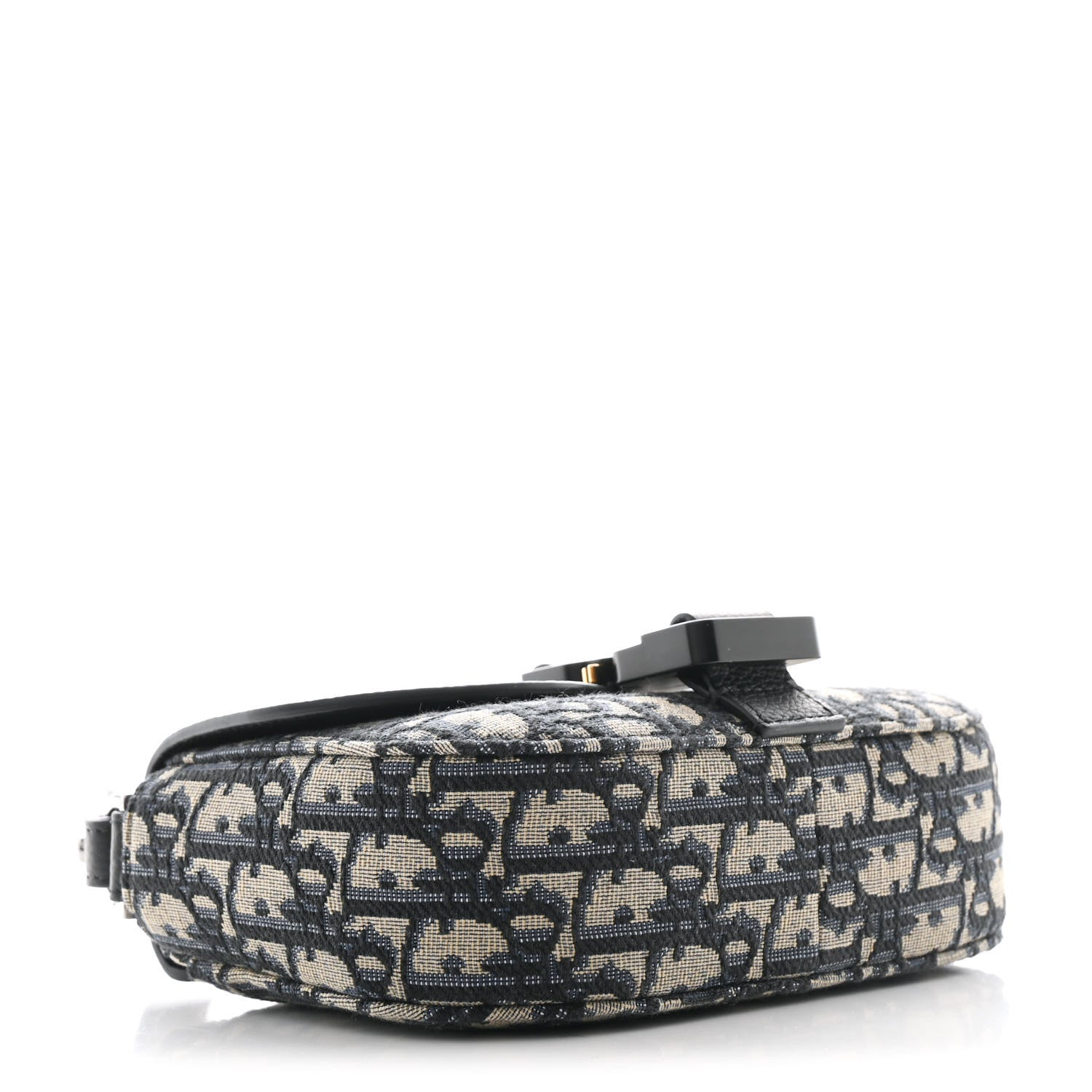Christian Dior Grained Calfskin Oblique Mini Saddle Messenger Bag With Flap Beige Black 4 of 10