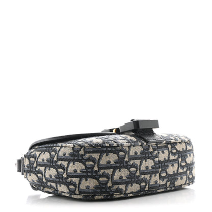Christian Dior Grained Calfskin Oblique Mini Saddle Messenger Bag With Flap Beige Black 4 of 10