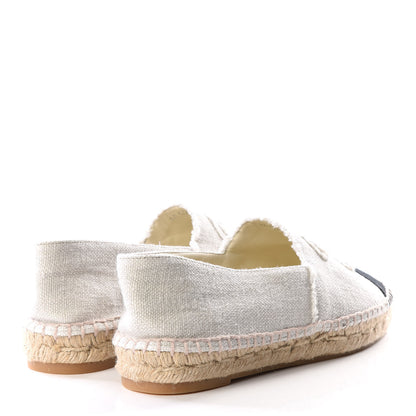 Chanel Linen CC Espadrilles 37 Beige Black 4 of 9