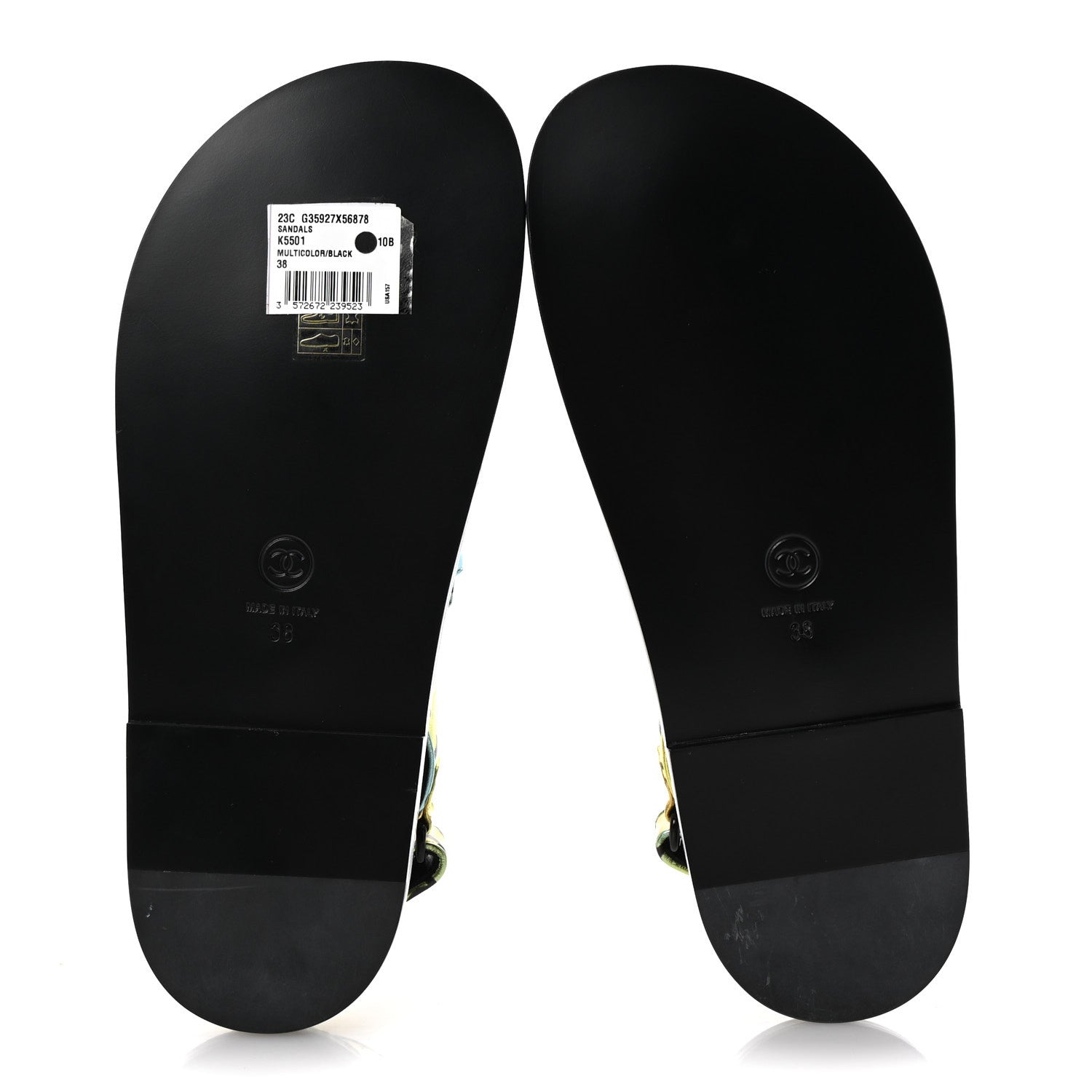 Chanel Laminated Lambskin Printed CC Dad Sandals 38 Multicolor Black 6 of 11