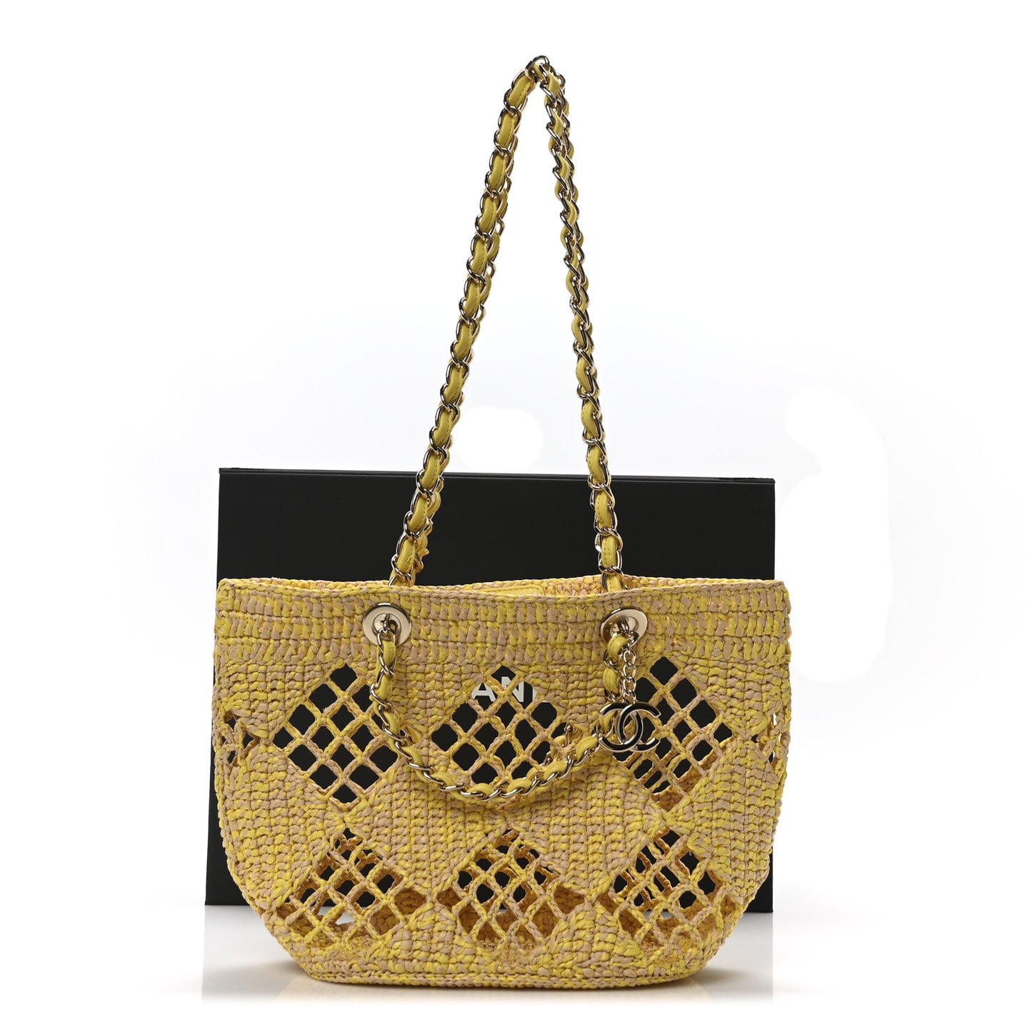 Straw Raffia Tote Beige Yellow