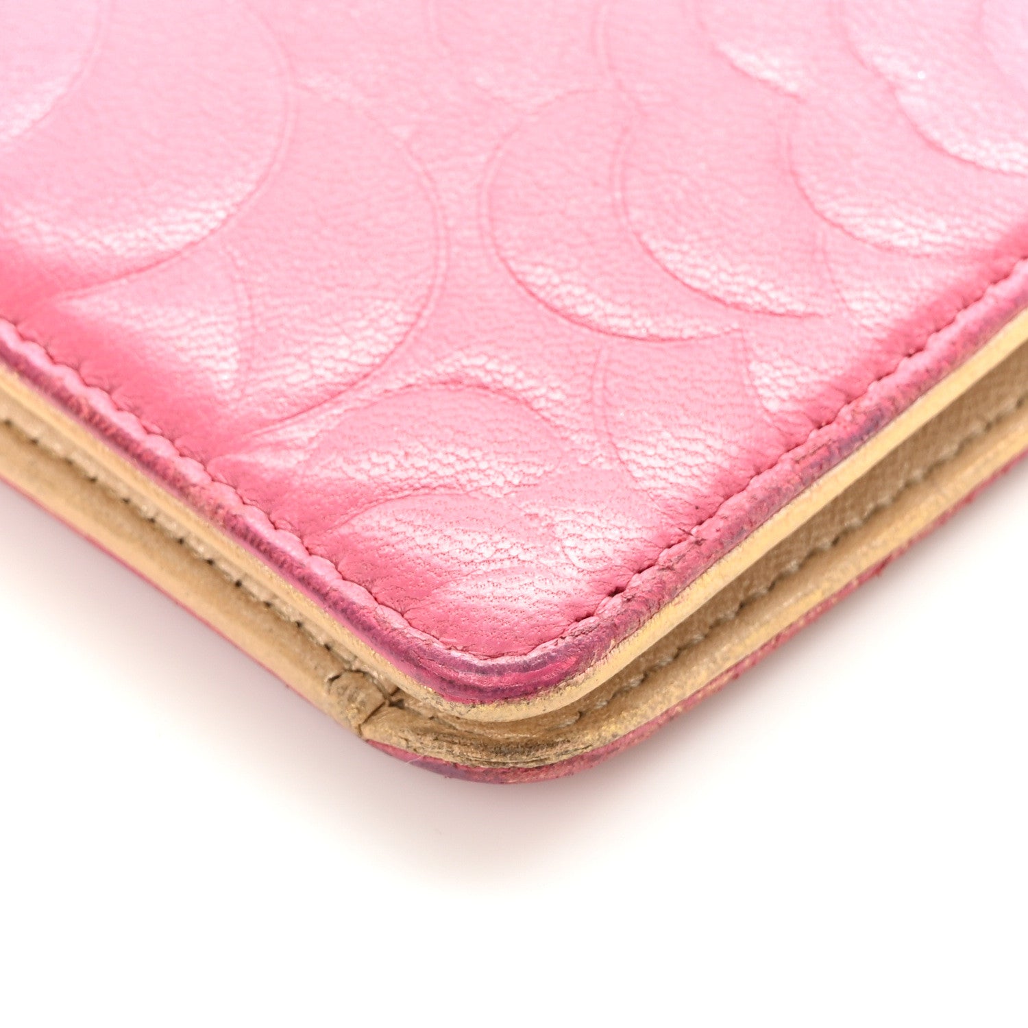 Chanel Lambskin Camellia Embossed Yen Wallet Fuchsia 10 of 10