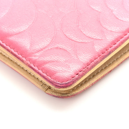 Chanel Lambskin Camellia Embossed Yen Wallet Fuchsia 10 of 10
