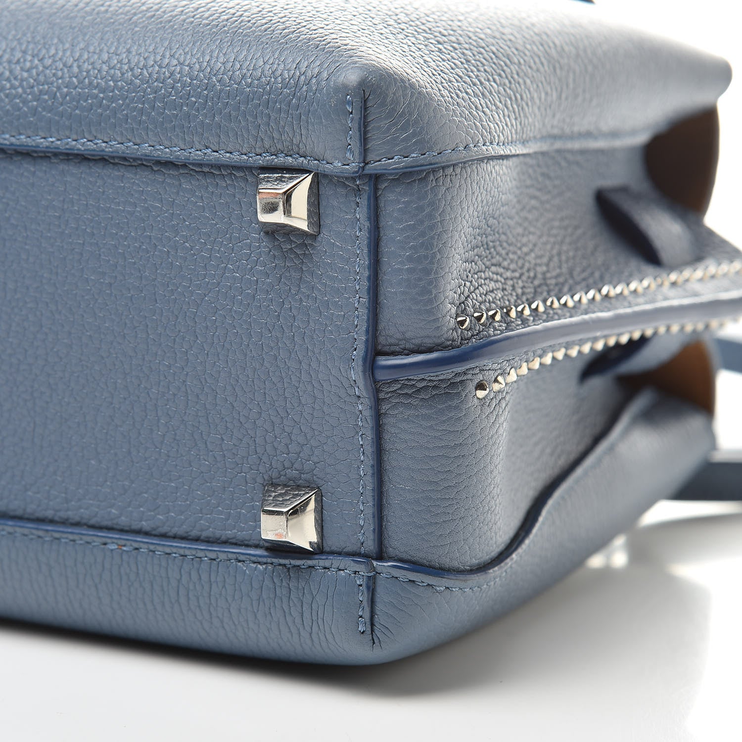 MCM Grained Calfskin Studded Mini Milla Tote Luft Blue 10 of 11