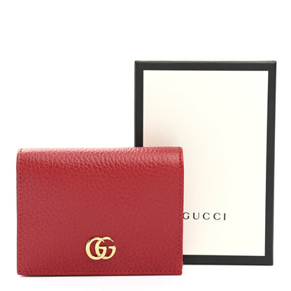 Gucci Pebbled Calfskin GG Marmont Card Case Hibiscus Red 8 of 8