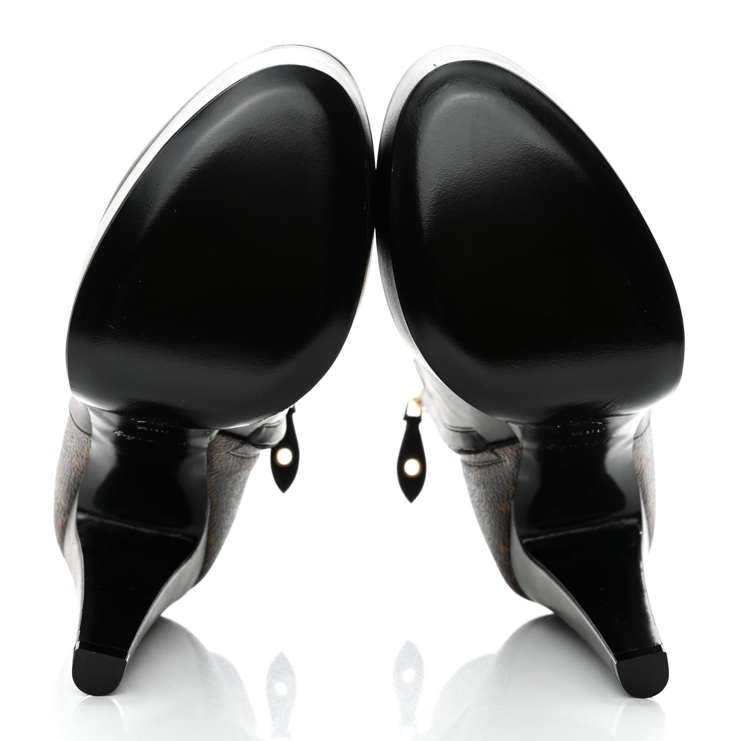Calfskin Monogram Afterglow Platform Ankle Boots 36.5 Black