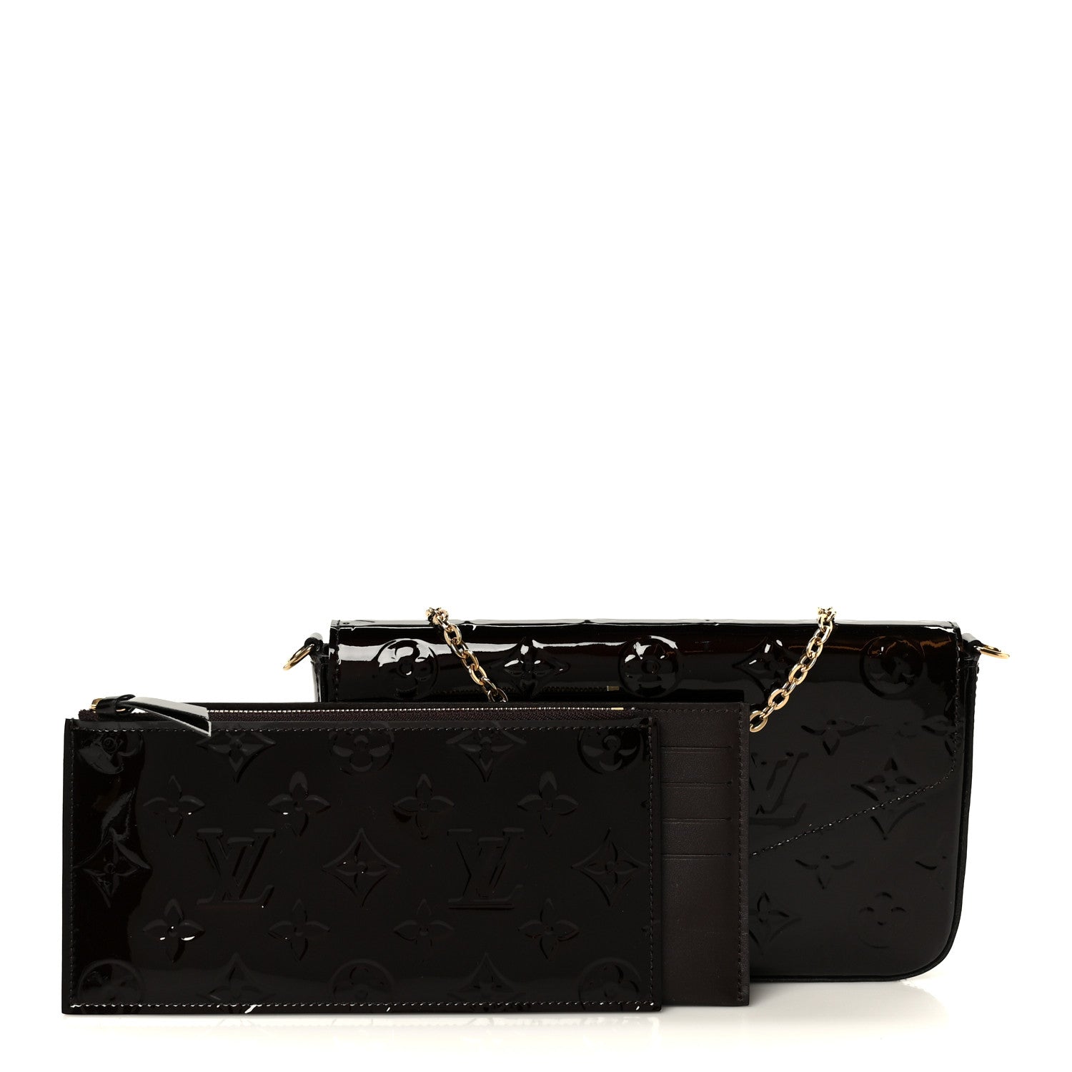 Louis Vuitton Vernis Pochette Felicie Chain Wallet Amarante 3 of 15