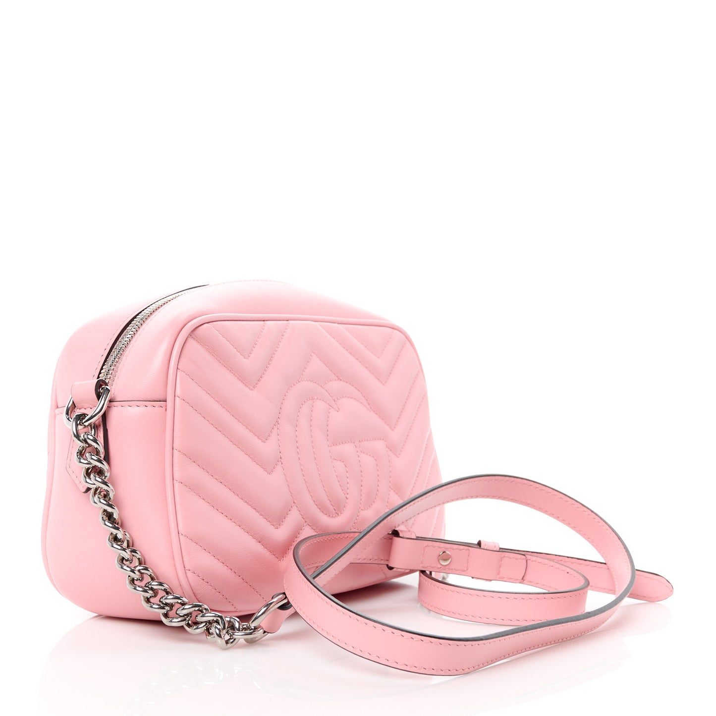 Calfskin Matelasse Small GG Marmont Chain Shoulder Bag Wild Rose