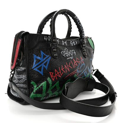 Balenciaga Agneau Graffiti All Over Classic Hardware S City Black Vert Rouge 4 of 11