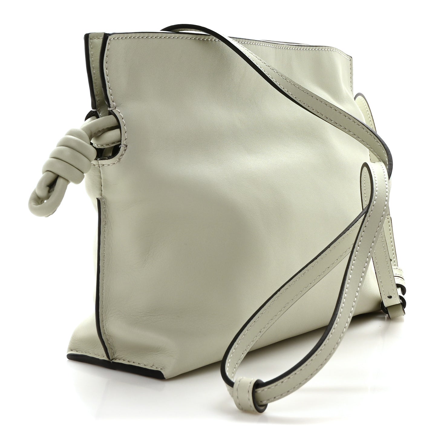 Calfskin Flamenco Knot Clutch Light Celadon