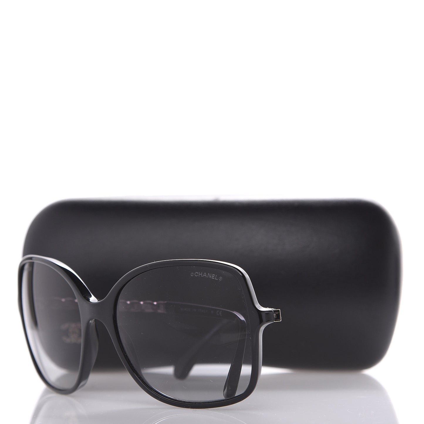 Lambskin Square Chain Sunglasses 5210-Q Black