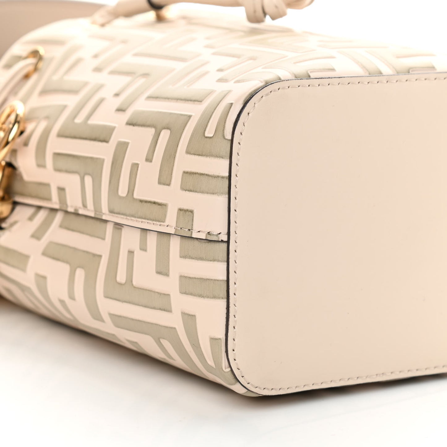 Vitello Liberty F is Fendi Bi-Color FF 1974 Embossed Mini Mon Tresor Bucket Bag Camelia Mandorlo