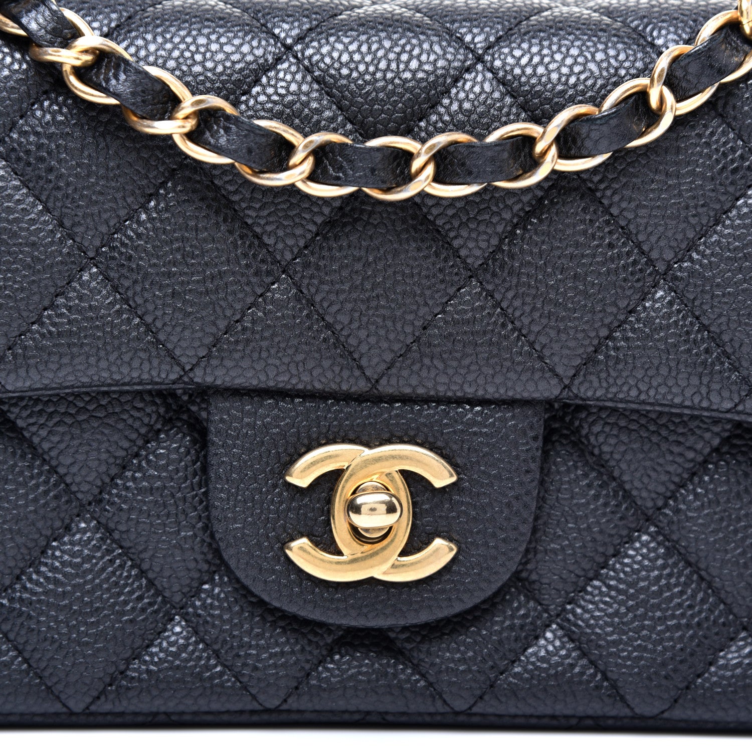 Chanel Metallic Caviar Quilted Mini Rectangular Flap Black 10 of 11