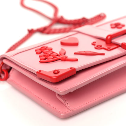 Prada Saffiano City Calf Heart & Flower Mini Cahier Crossbody Bag Pink Red 8 of 9