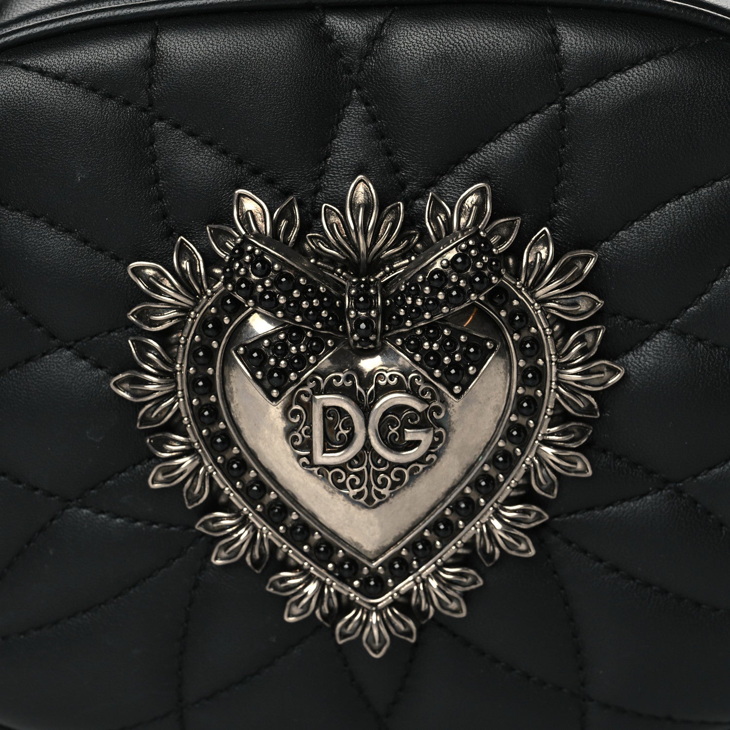 Dolce & Gabbana Smooth Calfskin Mini Devotion Camera Bag Black 7 of 9