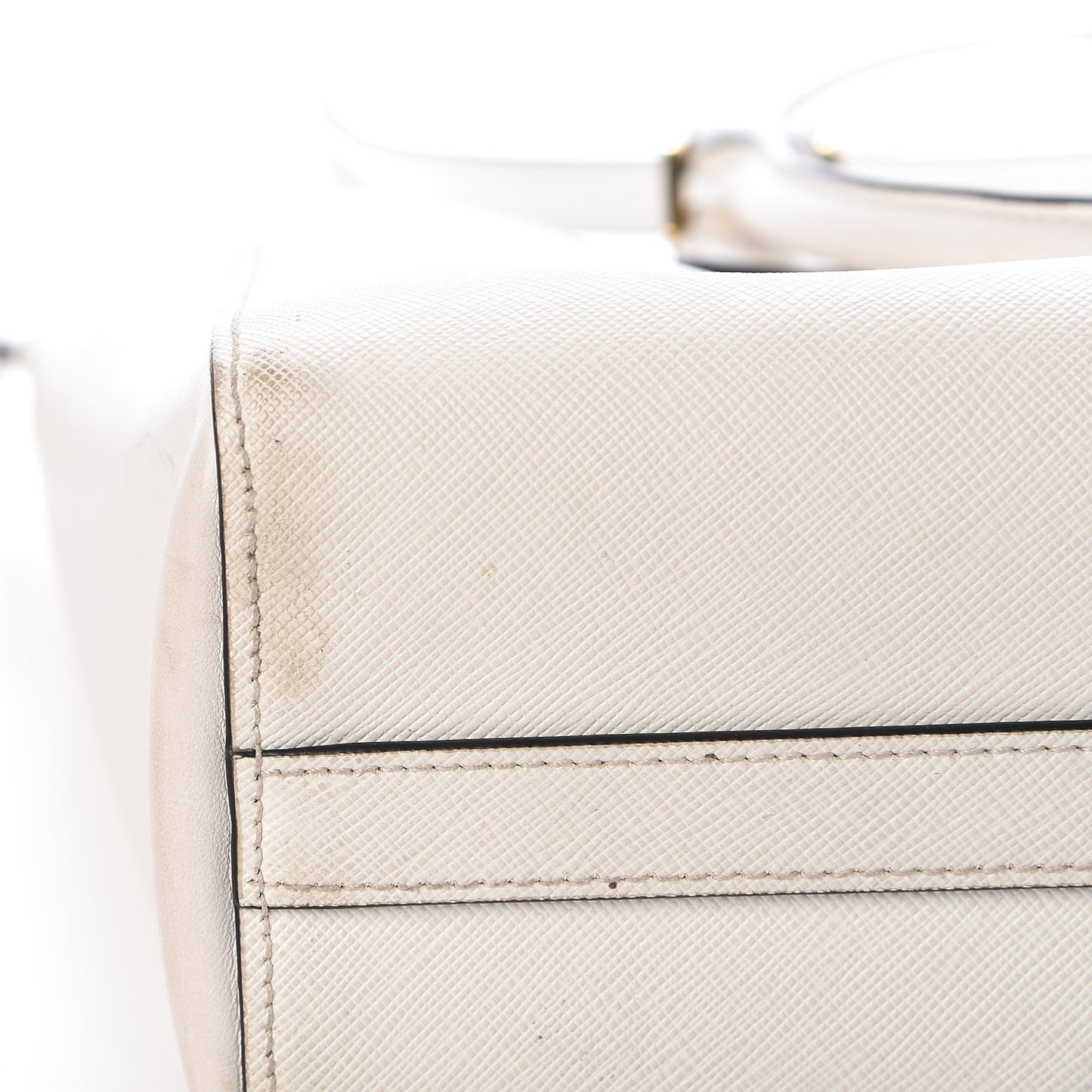 Saffiano Soft Calfskin Zippered Tote White