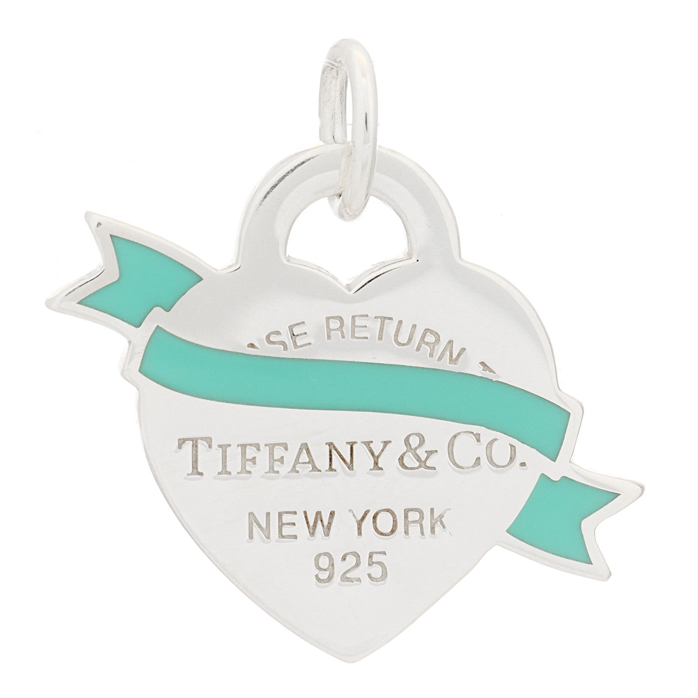 Sterling Silver Enamel Return To Tiffany Heart Ribbon Charm Blue